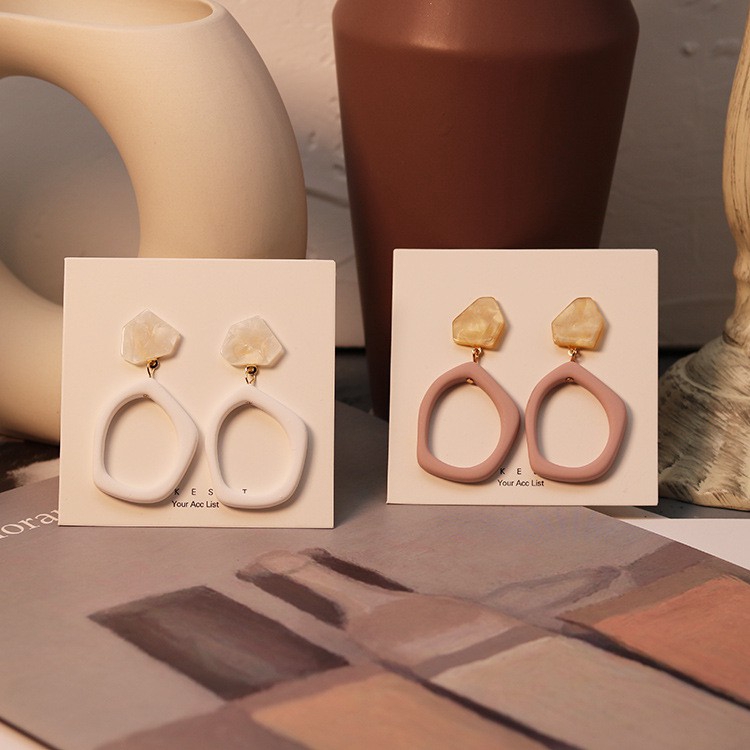 Khuyên tai mặt đính đá đơn giản xinh xắn cho nữ