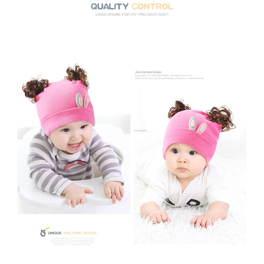 Mũ tóc giả tai thỏ nhỏ cho bé cute(1tháng đến 4 tuổi)