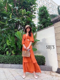 Sét đầm dài áo buộc nơ