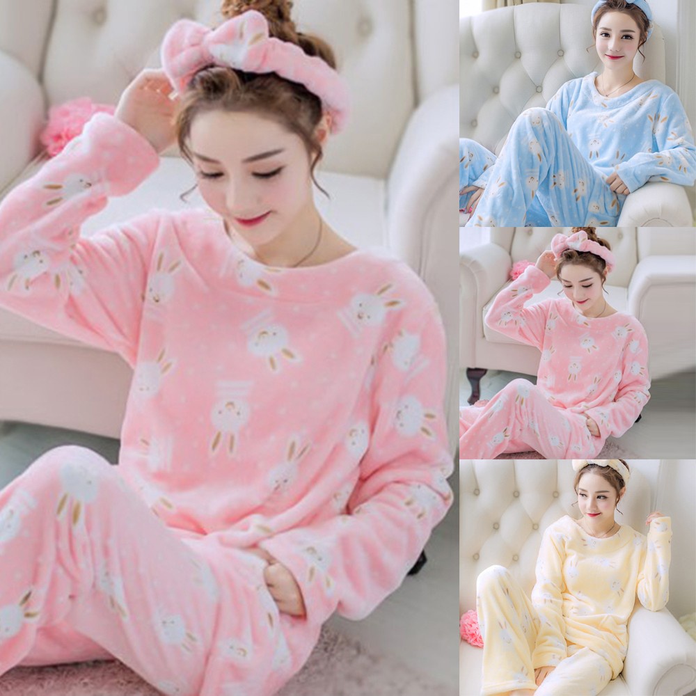 Bộ Đồ Ngủ Vải Bông In Họa Tiết Dễ Thương Size M-2Xl Cho Nữ | BigBuy360 - bigbuy360.vn