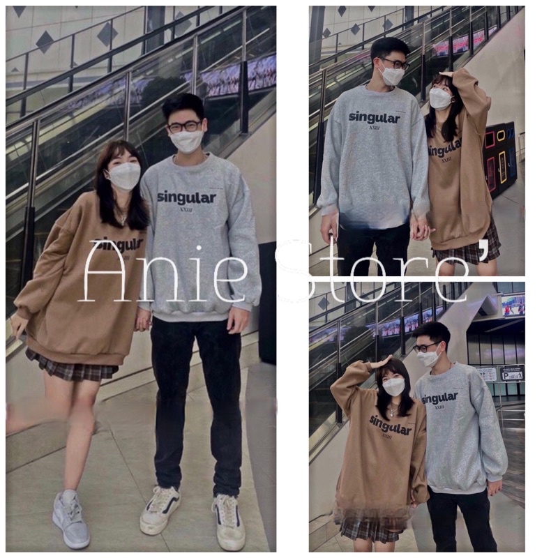 Áo Sweater Nỉ Singular Unisex 🦋 Áo Thun Nữ Cổ Tròn Dài Tay Nam Nữ Dáng Rộng 3 Màu 🦋
