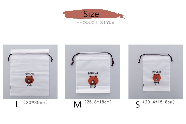 Túi Đựng Bút/Mỹ Phẩm Trong Suốt Không Thấm Nước Họa Tiết Gấu Nâu Dễ Thương