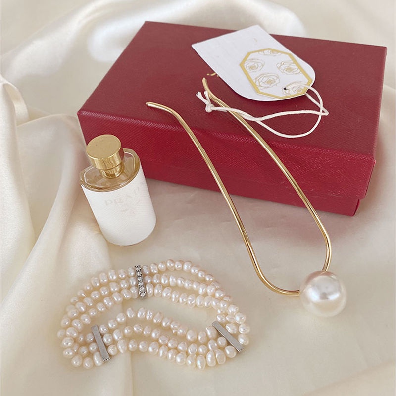 Kẹp tóc cố định hình chữ U bằng kim loại đính ngọc trai nhân tạo phong cách Baroque