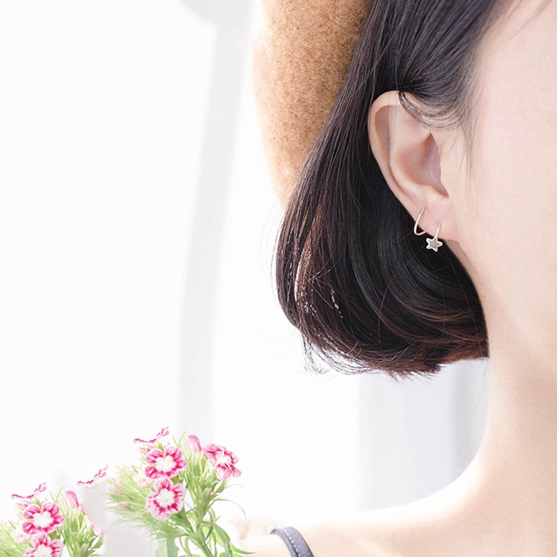 Khuyên Tai Dạng Xoắn Ốc Họa Tiết Ngôi Sao Thời Trang