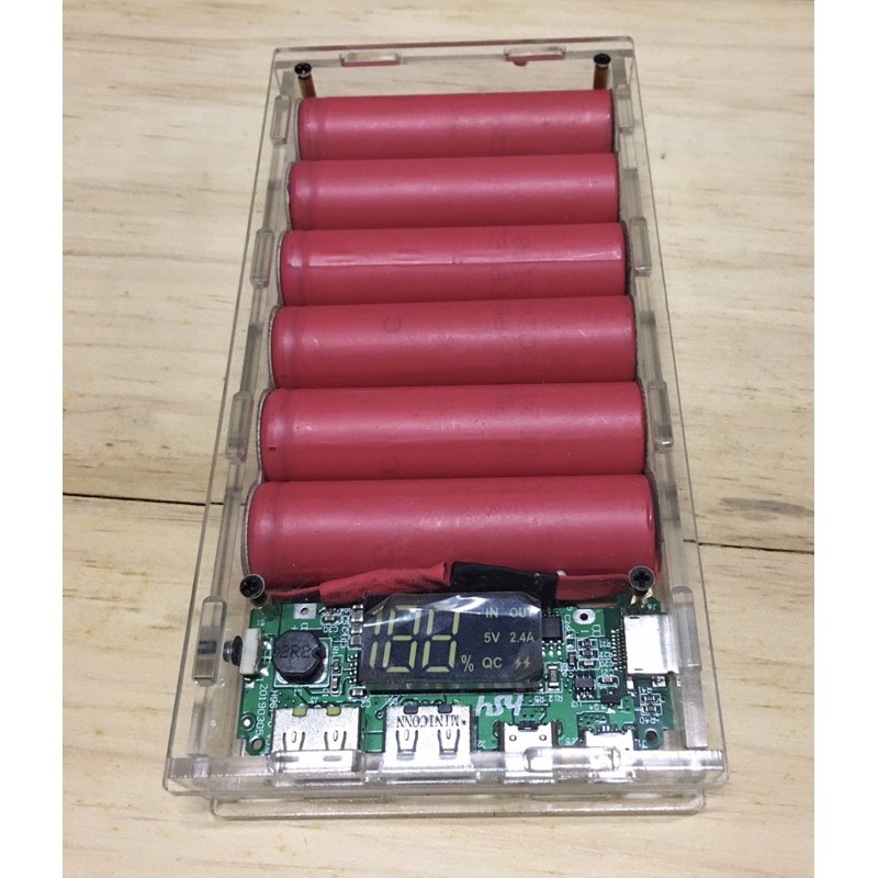 Mica box sạc dự phòng 6cell 18650 Qc, type 3,lighting,micro usb ơi