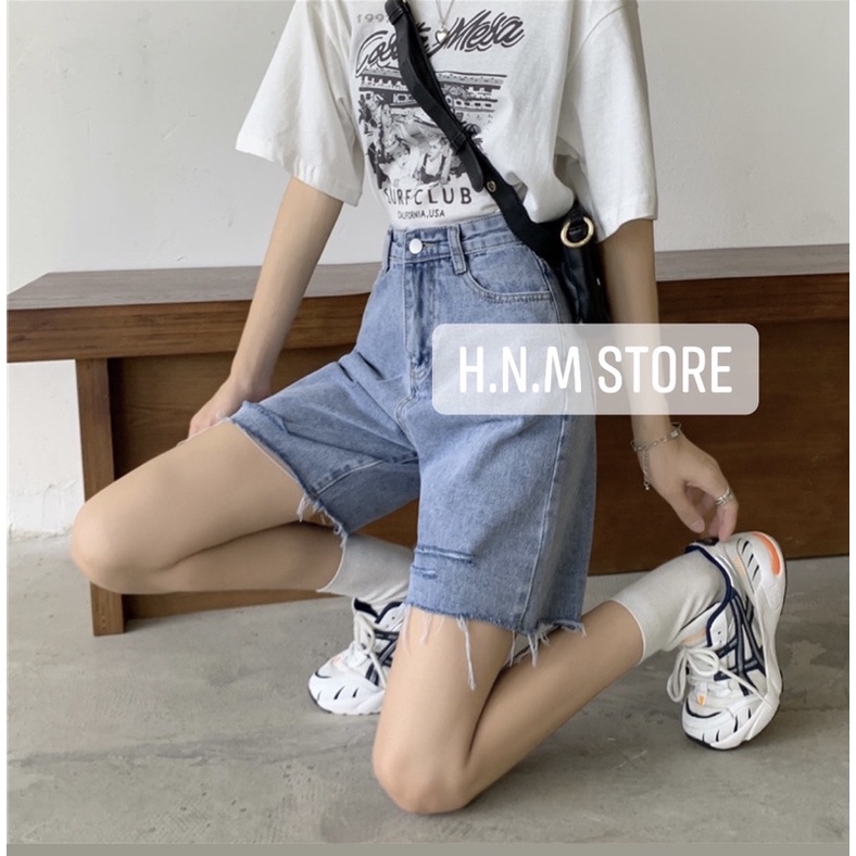 [Ảnh thật] (Siêu Sale) Quần short Jean nữ màu xanh rách nhẹ cá tính quần ngố vải demin cao cấp phong cách Hàn Quốc cao