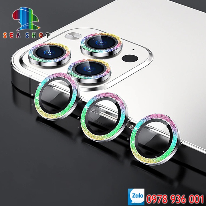 Mắt bảo vệ Camera vân Nhũ cho iPhone 11, 12, 12 Pro Max -Chất liệu TITAN-Không gây yếu sóng-Kính cường lực full màn