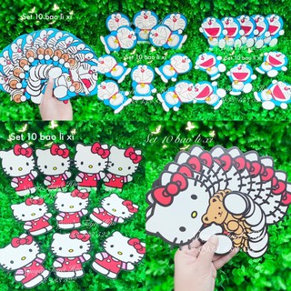Set 10 bao lì xì Hello Kitty - Doremon Doraemon