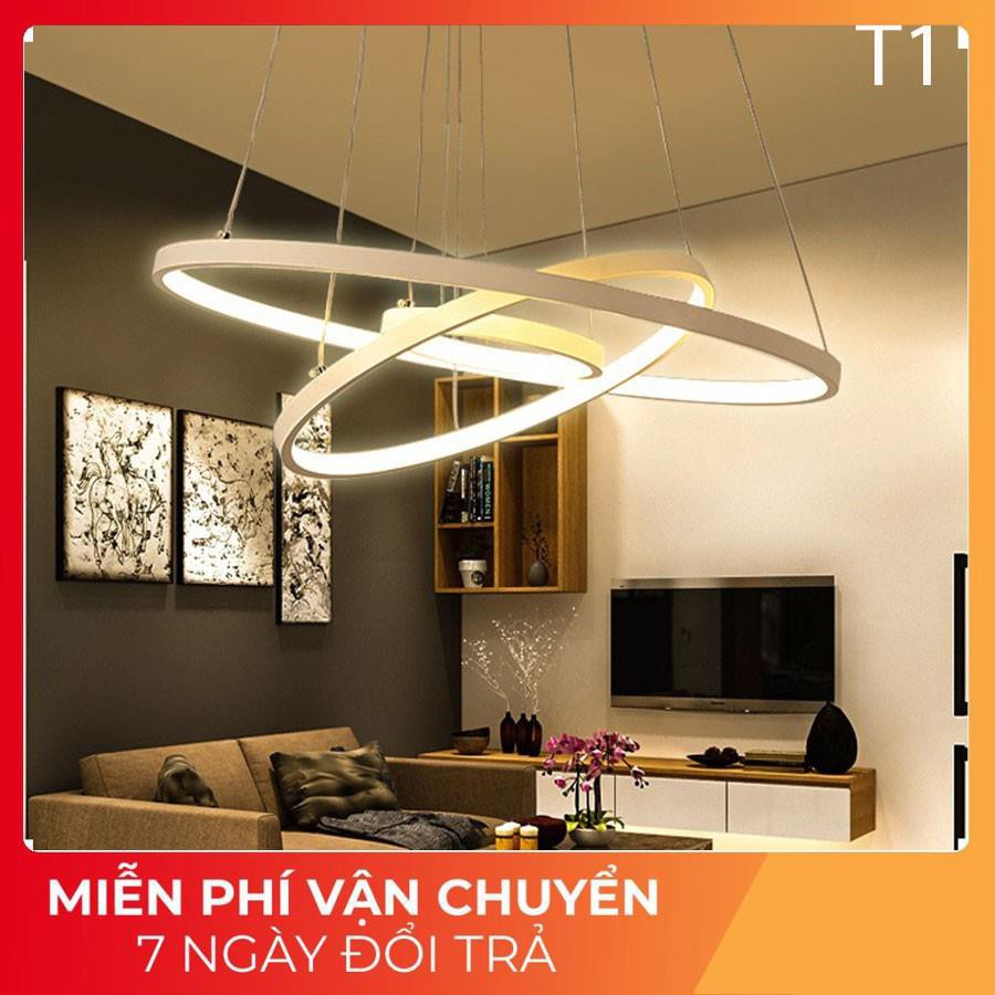 Đèn Thả Trần Không Gian Led T11 Hình Tròn 3 Vòng Viền Trắng/Vàng - 3 Chế Độ Ánh Sáng - Điều Khiển Từ Xa-Bảo hành 1 năm