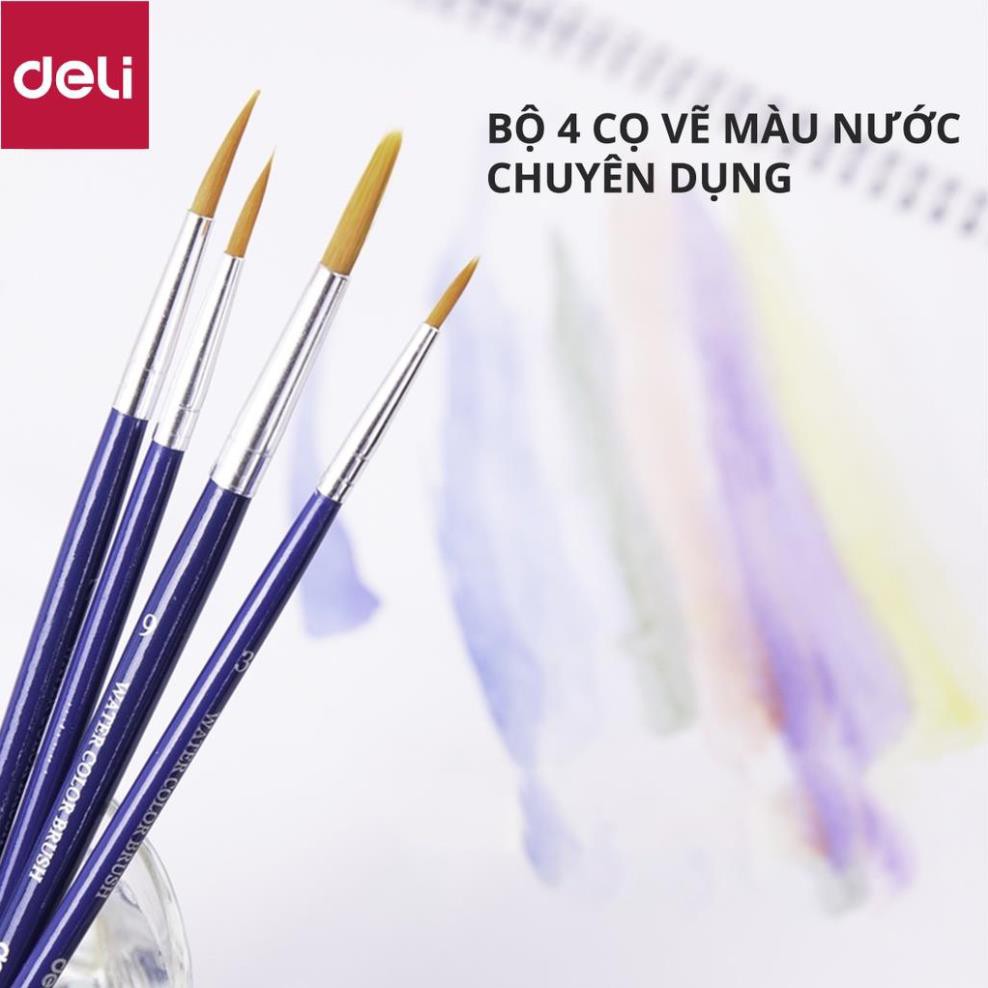 Bộ cọ vẽ chuyên nghiệp Deli - dùng cho màu nước/bột/sơn acrylic -Set 4/6 cây- 73885/73866/73867 [Deli]