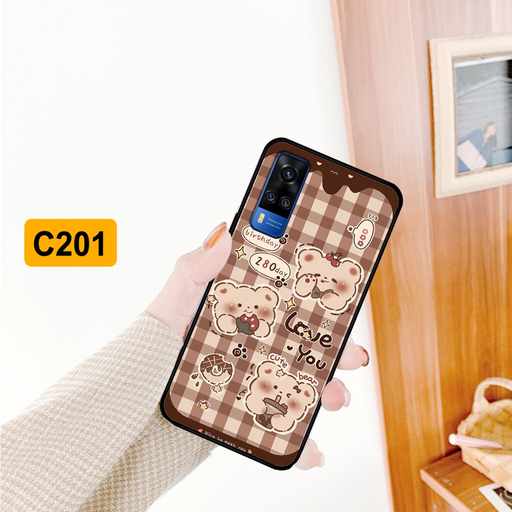 Ốp lưng Vivo Y51 2020 - Vivo Y53s - Vivo Y72 5G in hình caro gấu thỏ dễ thương