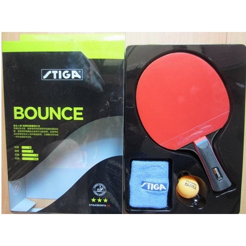 Vợt Bóng Bàn Stiga 3 sao Bounce, Vợt Bóng Bàn Dán Sẵn Tặng Kèm Bóng, Chặn Mồ Hôi