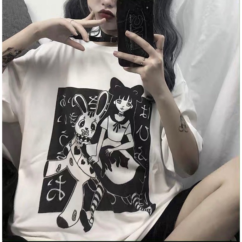 Áo vẽ cô bé và thỏ TH6