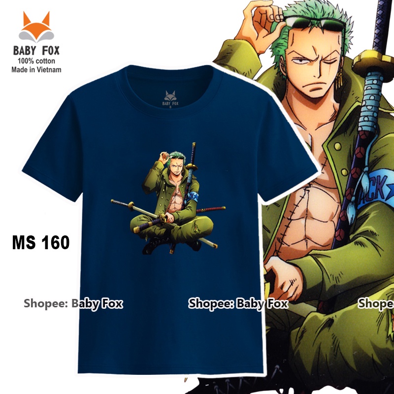 Áo thun bé trai 100% cotton loại tốt, áo phông thương hiệu BABY FOX, One Piece, Luffy, Zoro  m
