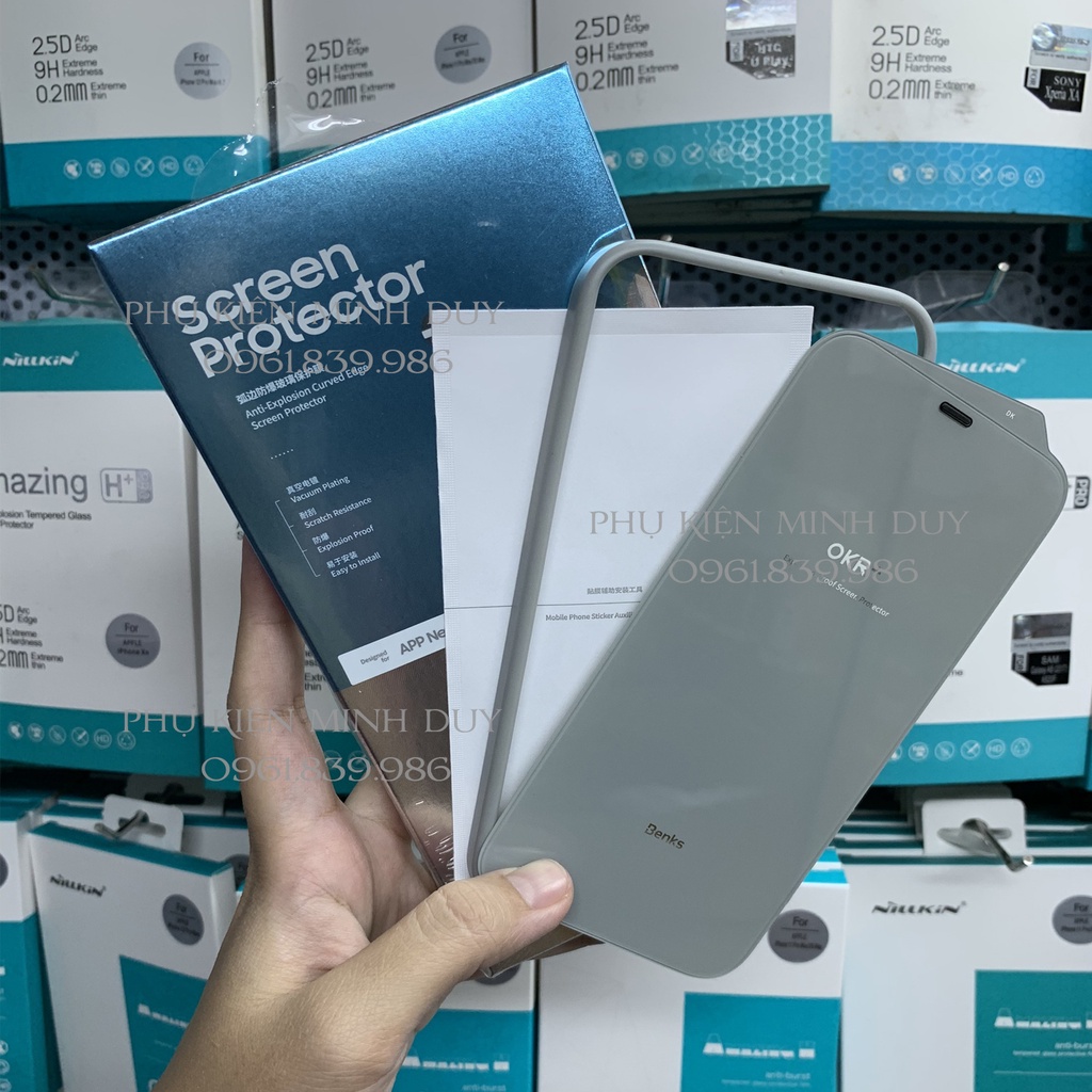 Kính cường lực BENKS trong suốt, chống bụi màng loa cho các đời Iphone 12