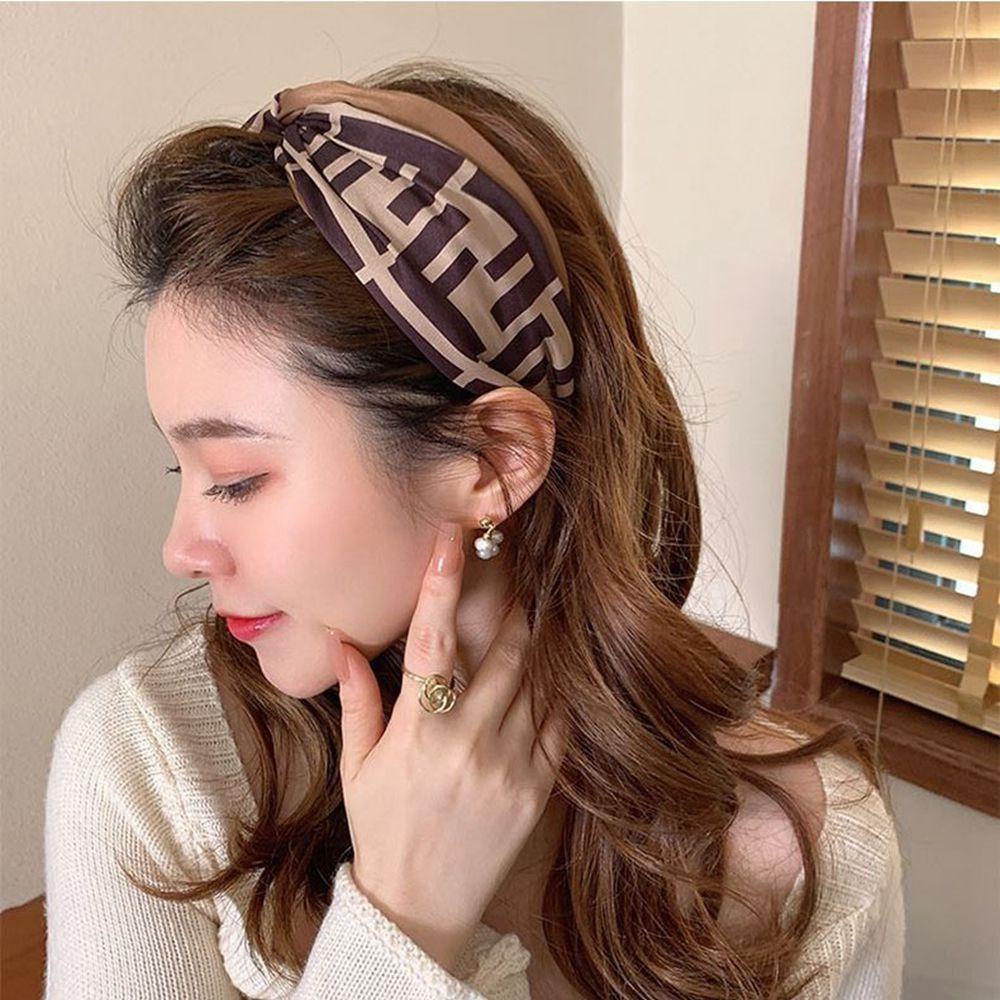 Băng Đô Cài Tóc Bản Rộng Màu Trơn Phong Cách Retro Cho Nữ WMES15H