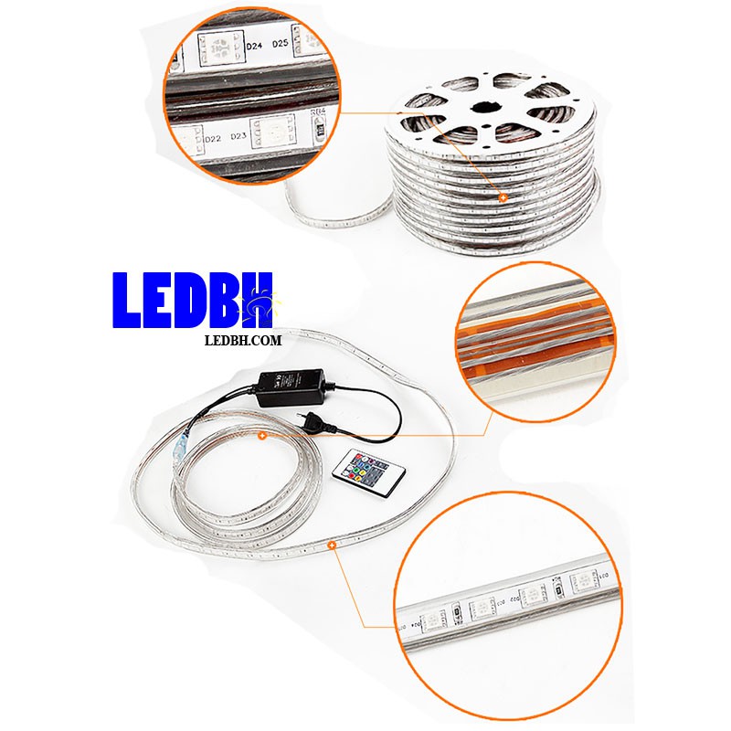 Đèn led dây đổi màu 220V SMD5050-3CHIP-60D-RGB,giá bán cho 1 mét chưa nguồn