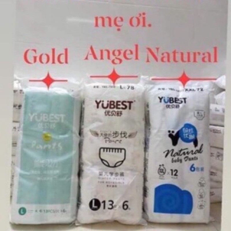 tã bỉm dán quần yubest angel nội địa trung s90/m84/l78/xl72/xxl66