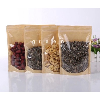 100g (1 lạng) Túi zip zipper GIẤY kraft NÂU có 1 MẶT TRONG