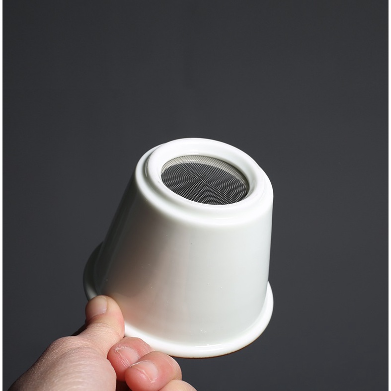 Ly cốc sứ pha trà có lõi lọc và nắp đậy dung tích 375 ml