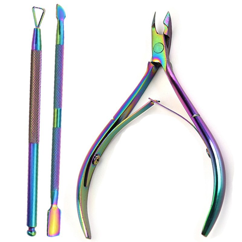 Bộ 3 Dụng Cụ Cắt Tỉa Lông Mày Bằng Thép Không Gỉ Màu Cầu Vồng YOUYO