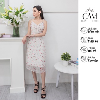 Đầm voan hoa nhí 2 dây thiết kế CAM Fashion, đầm hoa ôm eo tôn dáng - D038