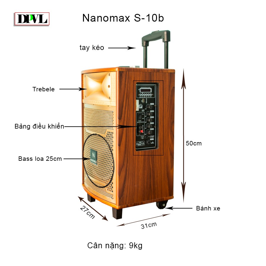 Loa Kéo Di Động Nanomax S-10b ( chính hãng bảo hành 12 tháng)