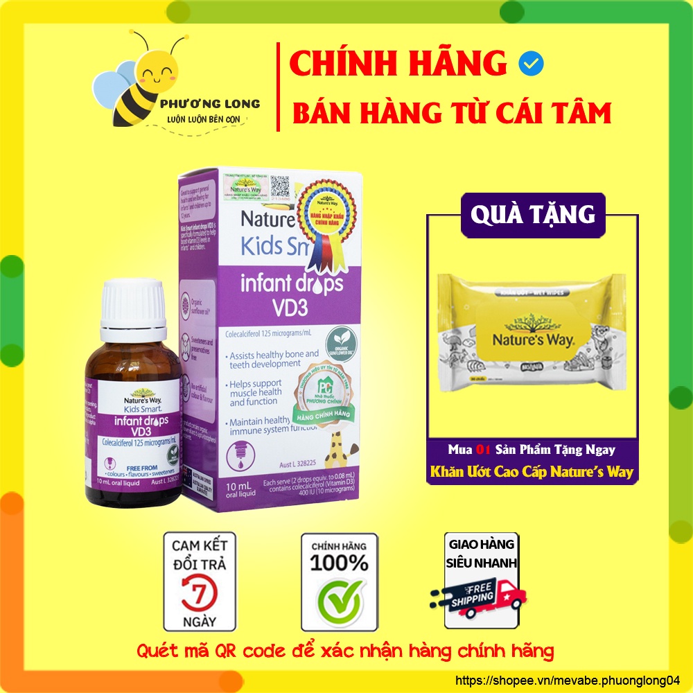 Nature's Way Kids Smart Infant Drops VD3 - Bổ Sung Vitamin D3 Cho Bé