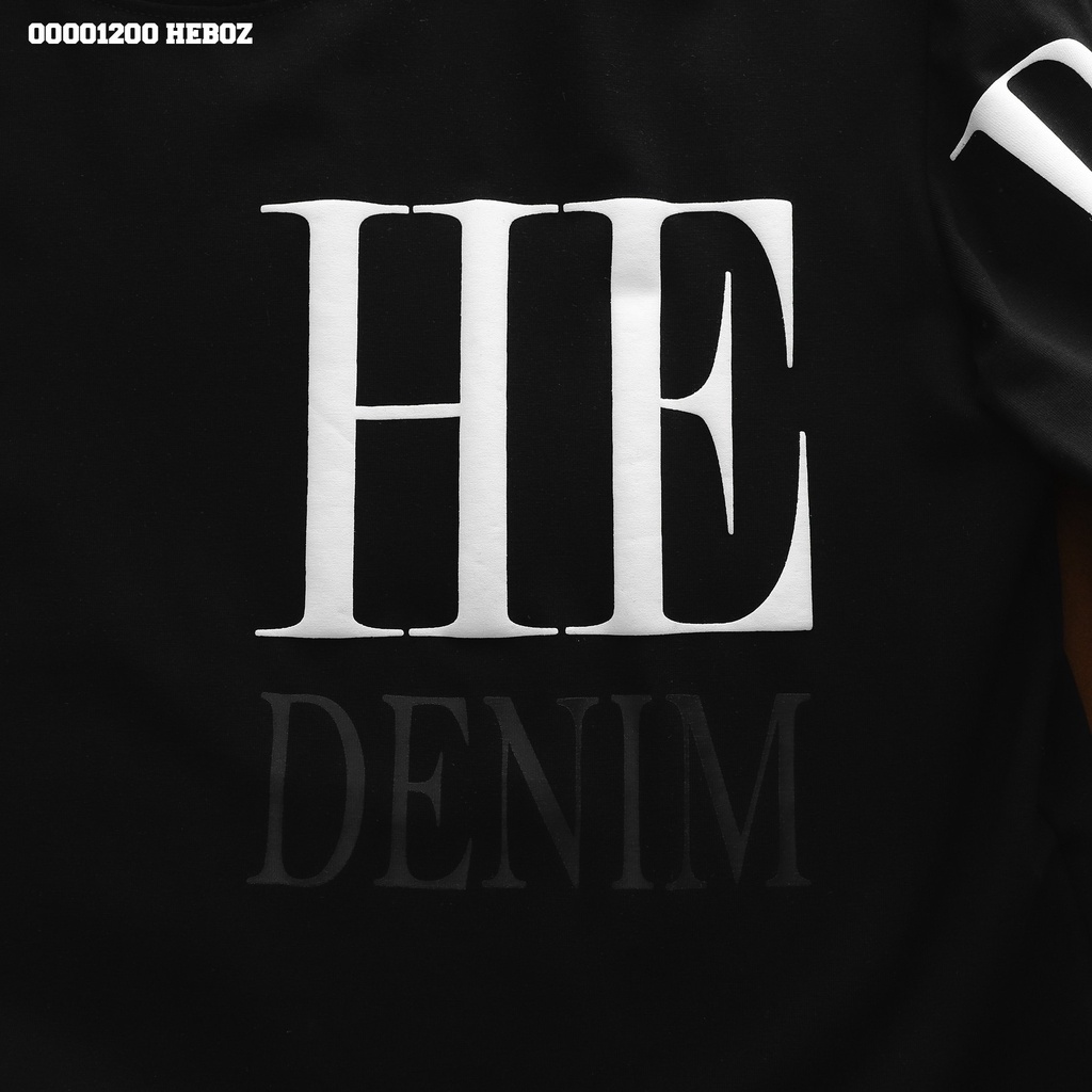 Áo thun nam Heboz in chữ denim 3M, cotton 4 chiều cao giãn, thoáng mát - 00001200