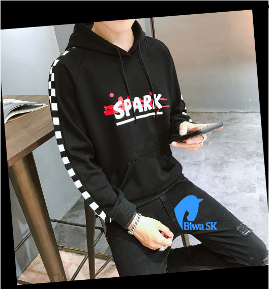 Áo Hoodie Chống Nắng Tránh Mưa Phối Sọc Caro Cánh Tay Cực Trẻ Trung