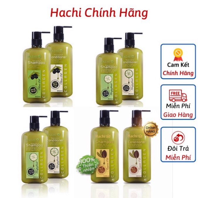 CẶP DẦU GỘI XẢ HACHI 500ml - Dầu gội, xả hachi cao cấp chăm sóc tóc ngăn ngừa hư tổn cải thiện da đầu chống gàu free shi