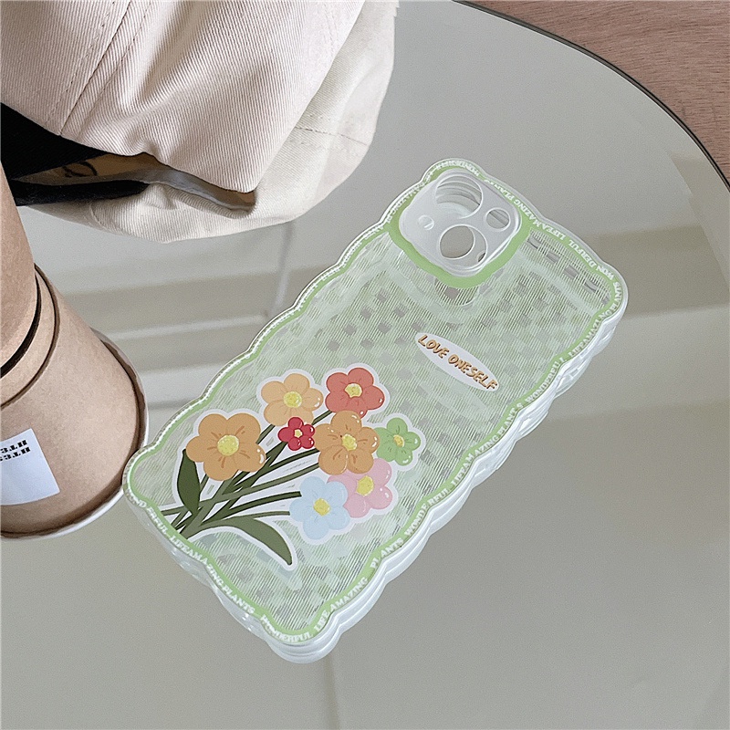 Ốp lưng iphone Ốp Điện Thoại Họa Tiết Hoa Và Sóng Biển Cho iphone13Promax 12 14pro / xr / 6Plus-14 Dinuo case