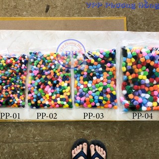 Pompom - 50 hạt pom pom nhiều kích cỡ