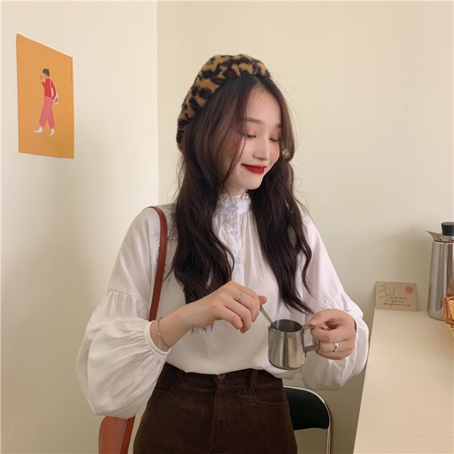 [Mã FAMAYWA giảm 10K đơn 50K] Áo sơ mi cổ cao viền ren_A04 | BigBuy360 - bigbuy360.vn