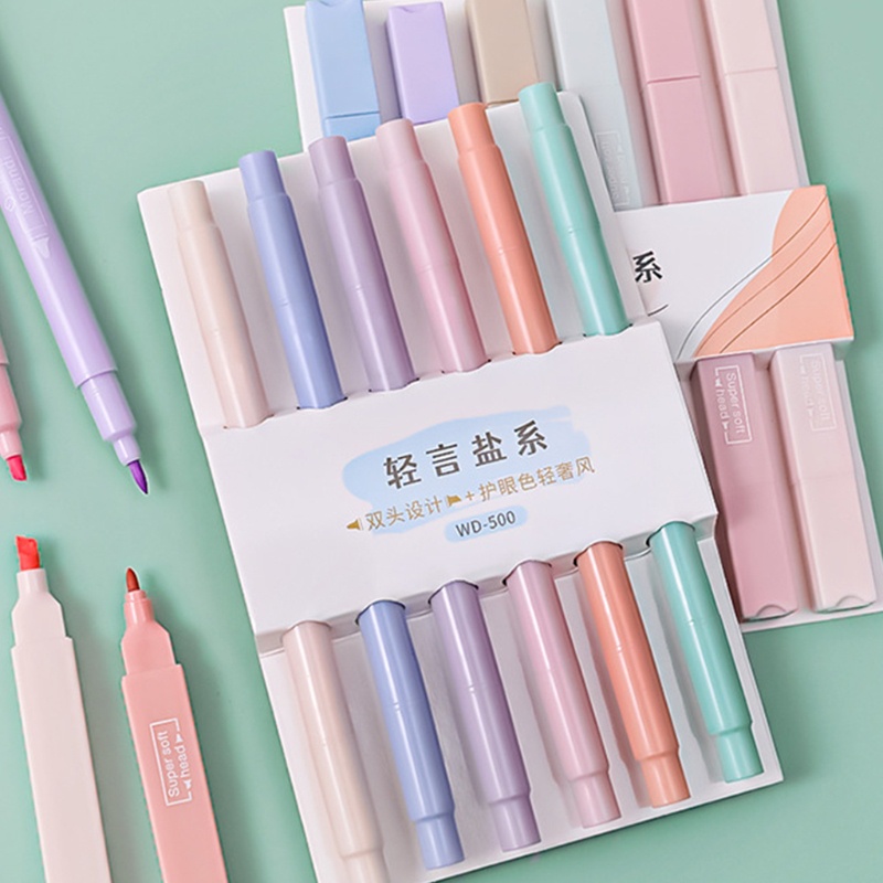 Set 6 bút đánh dấu hai đầu nhanh khô không phai màu