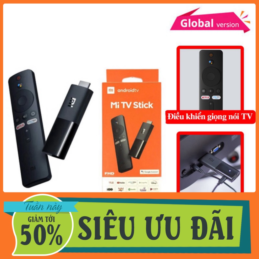 SIÊU ƯU ĐÃI Tivi box Xiaomi TV Stick Bản nước ngoài Tiếng Việt tìm tòi giọng nói SIÊU ƯU ĐÃI