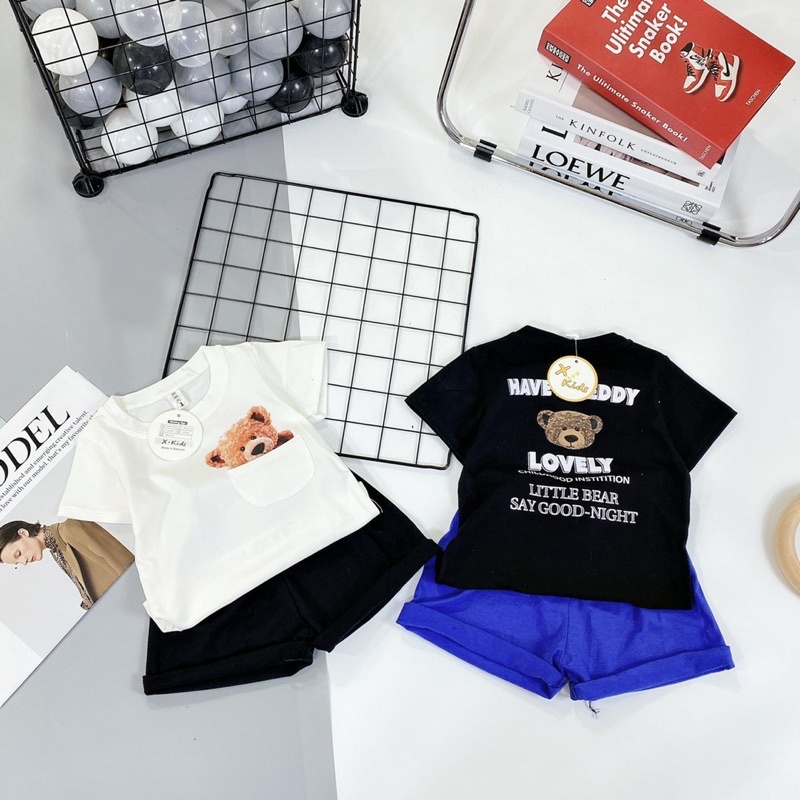 Bộ cotton TÚI GẤU teddy bé trai