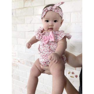 Body hoa kèm băng đô nơ cho bé