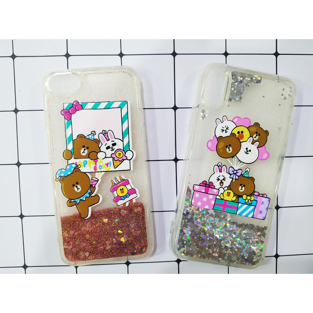Ốp lưng nước chảy gấu brown thỏ cony OI3 điện thoại kim tuyến nhũ