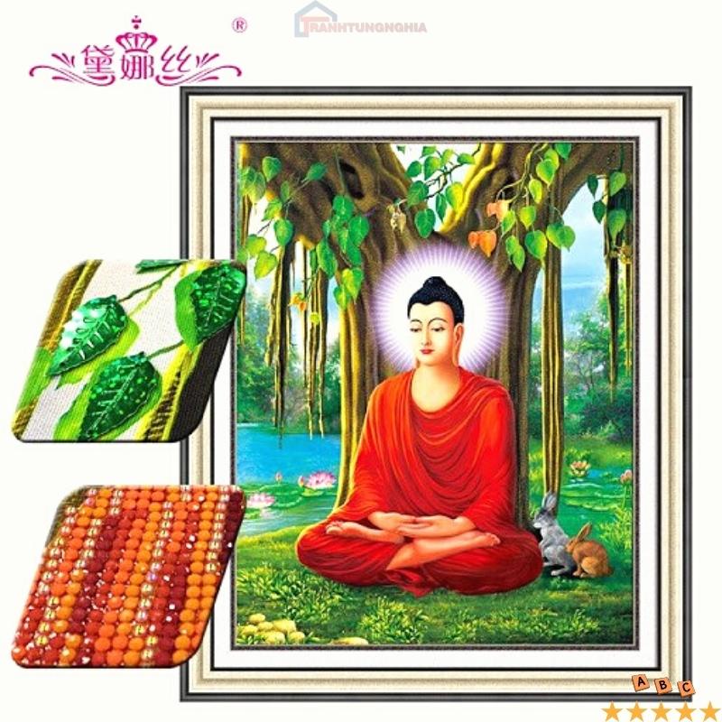 Tranh đính đá ABC, tranh thêu chữ thập phật thích ca mâu ni