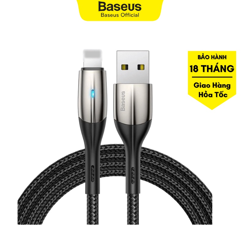 Cáp có đèn báo Baseus Horizontal U to L| Sạc nhanh, Truyền dữ liệu tốc độ cao, Siêu bền  - Bảo hành 18 tháng