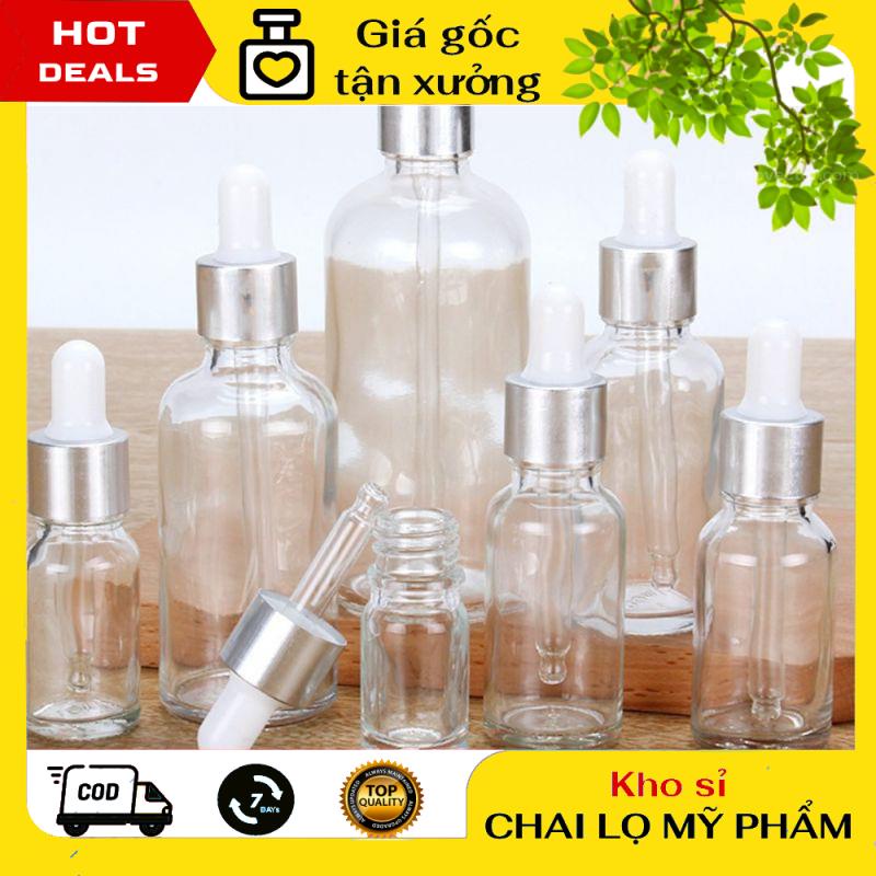 Lọ Chiết Serum ❤ GIÁ TẬN GỐC ❤ Lọ đựng tinh dầu 5ml/10ml Dày bóp giọt Khoen Bạc chiết serum , phụ kiện du lịch