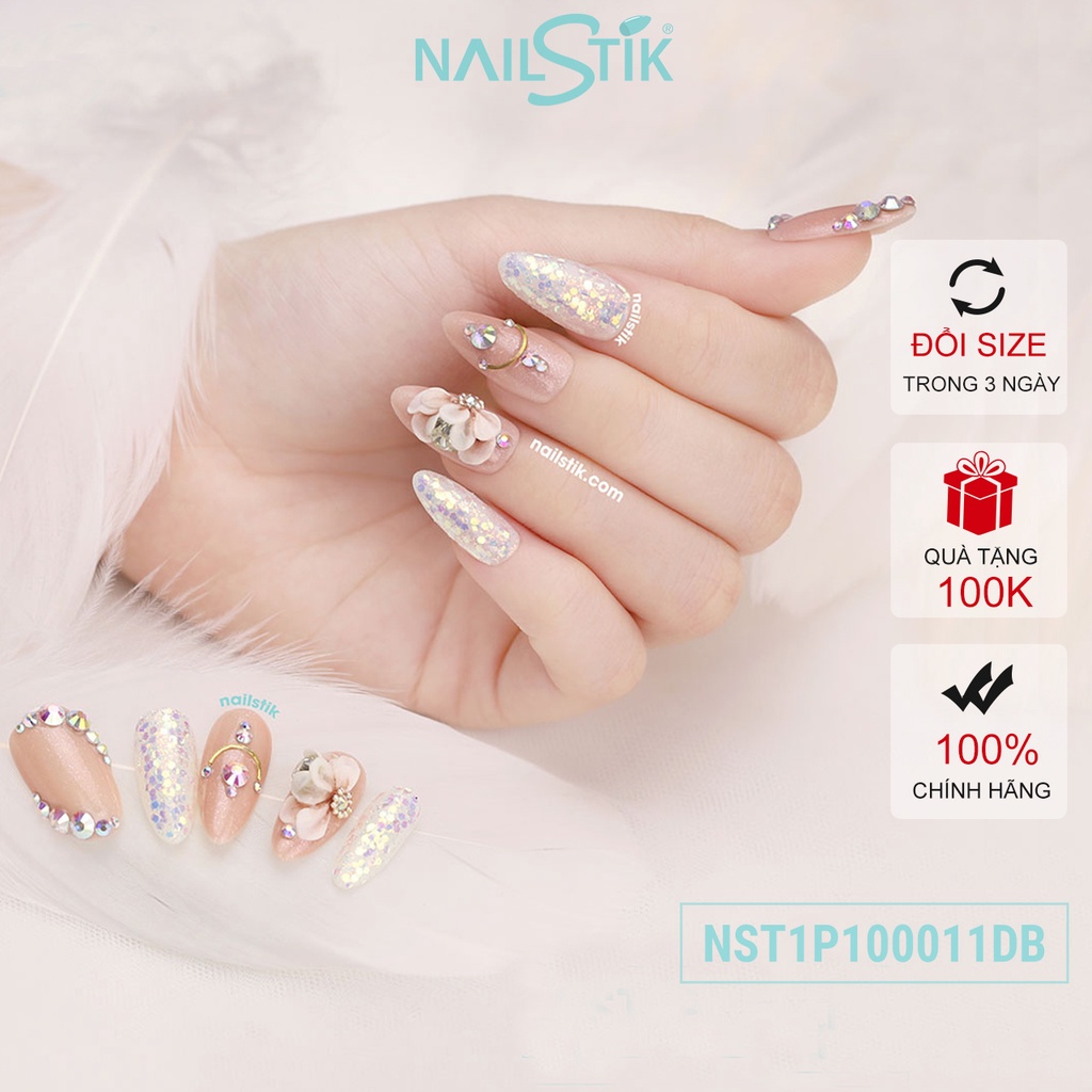 Móng úp thiết kế by NAILSTIK, màu nude, form móng bầu, dài 011