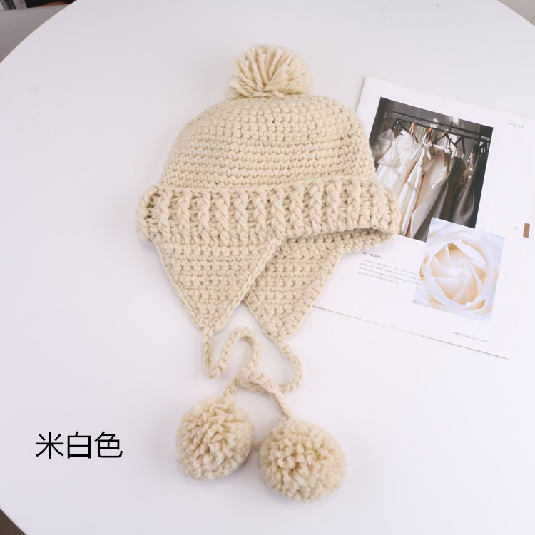Mũ Len Dệt Kim Màu Trơn Phong Cách Hàn Quốc Dễ Thương Thời Trang Mùa Đông Cho Nữ