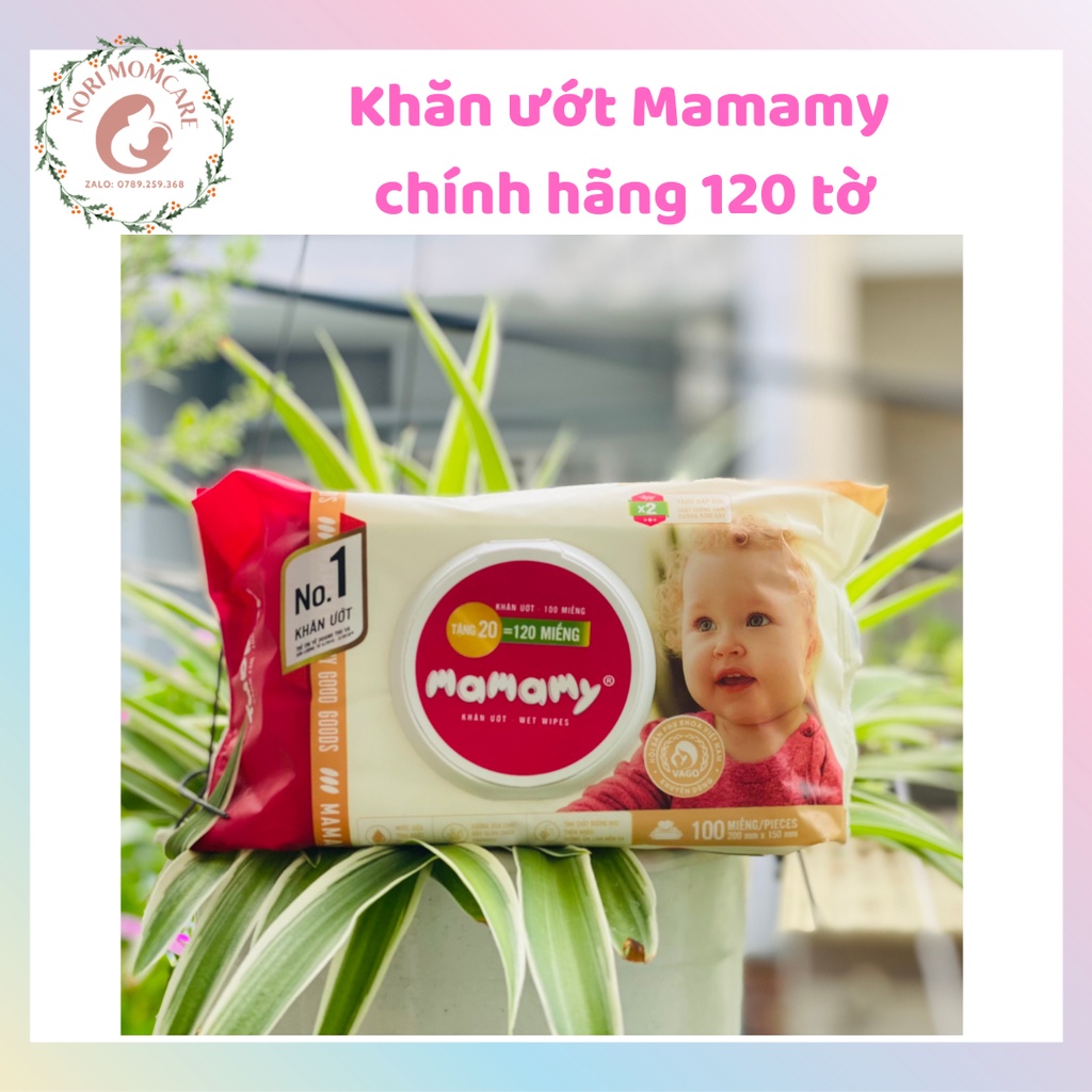 Combo 5 gói khăn ướt Mamamy chính hãng 120 tờ có mùi / không mùi chống rôm sảy, chống hăm, dưỡng ẩm an toàn cho bé