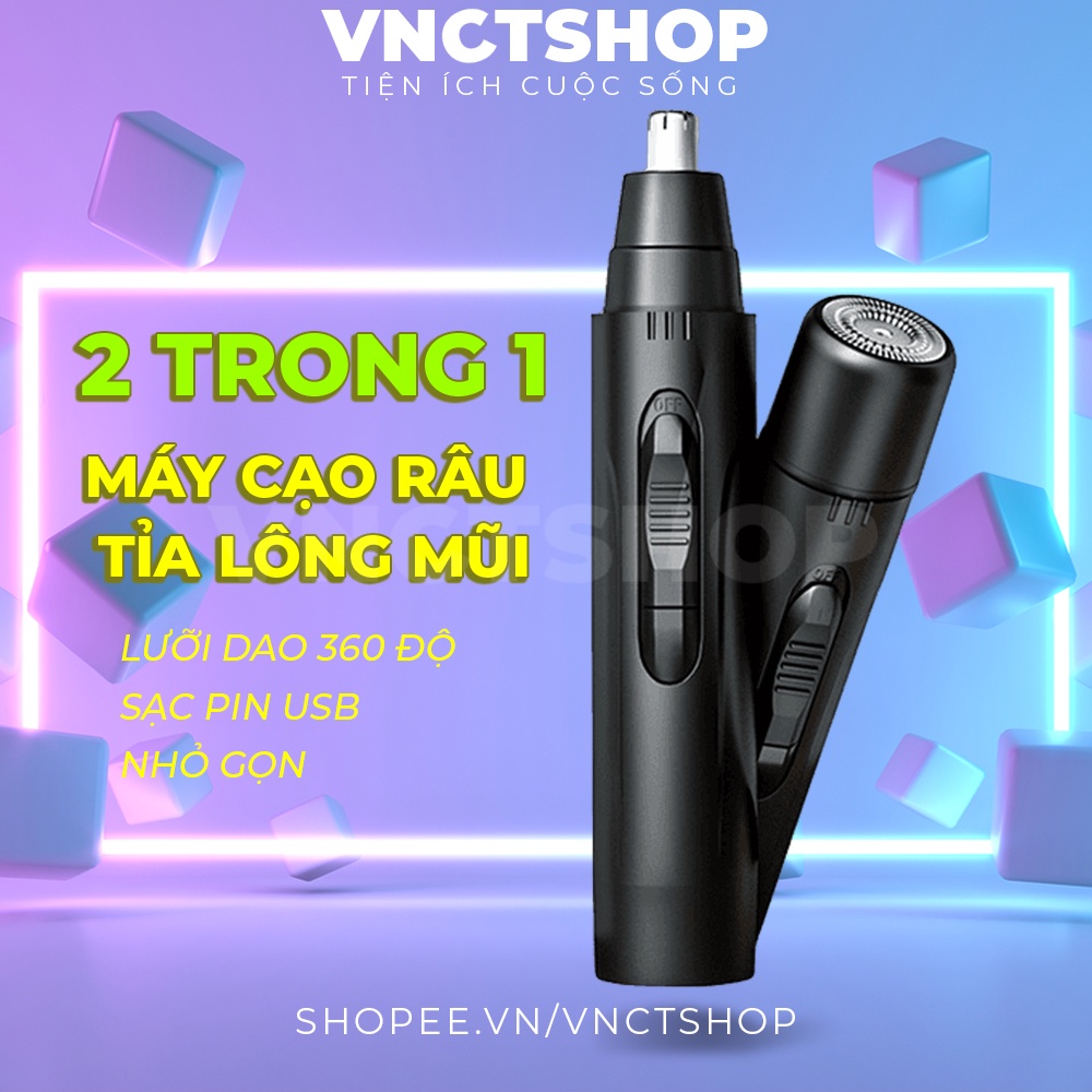 Máy cạo râu mini và cắt tỉa lông mũi cho nam 2 trong 1 tẩy lông đa năng pin sạc điện usb