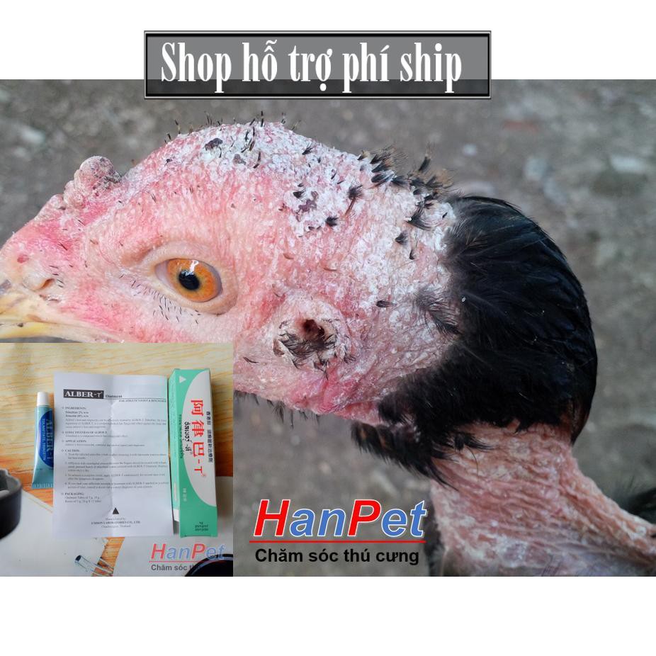Hỗ trợ Ship- - Trị nấm gà, mốc gà chọi, trị lác gà đá ALBER-T dạng tuyp bôi 10gr MADEIN THAILAND (Hanpe