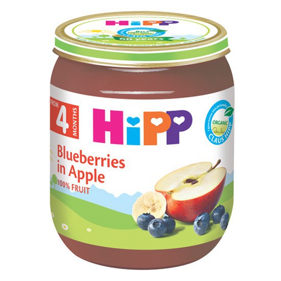 Dinh dưỡng đóng lọ ăn dặm Dâu tím, táo tây HiPP Organic 125g (An Toàn Với Trẻ Có Nguy Cơ Dị Ứng Thức Ăn Cao)