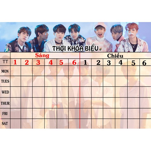 THời khóa biểu BTS