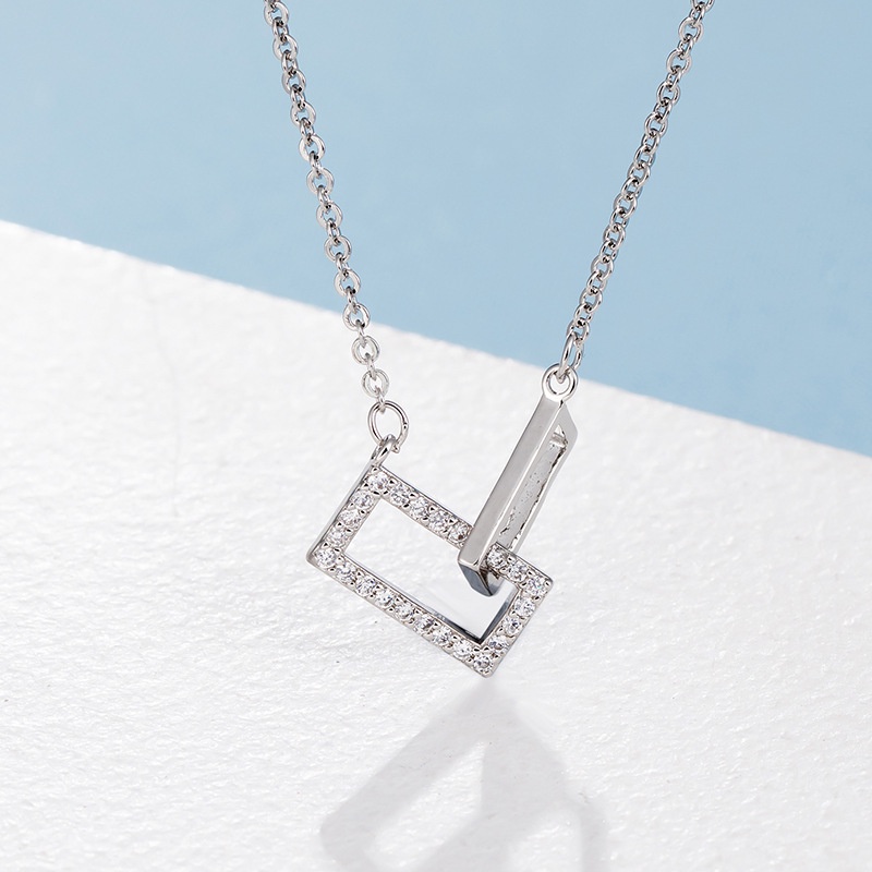Dây chuyền kim loại mặt hình chữ nhật lồng vào nhau phong cách cổ điển đơn giản thời trang dành cho nữ